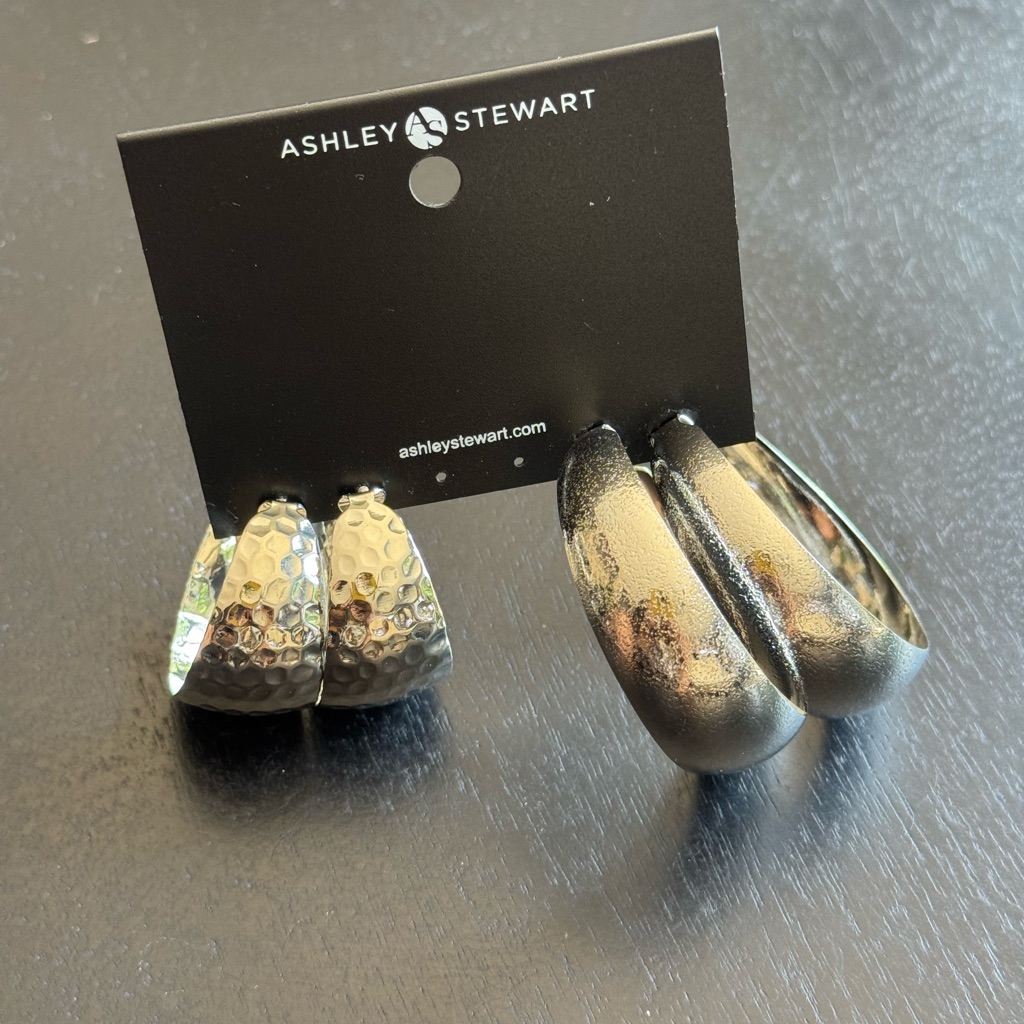 Ashley Stewart Textured Silver Earrings Set